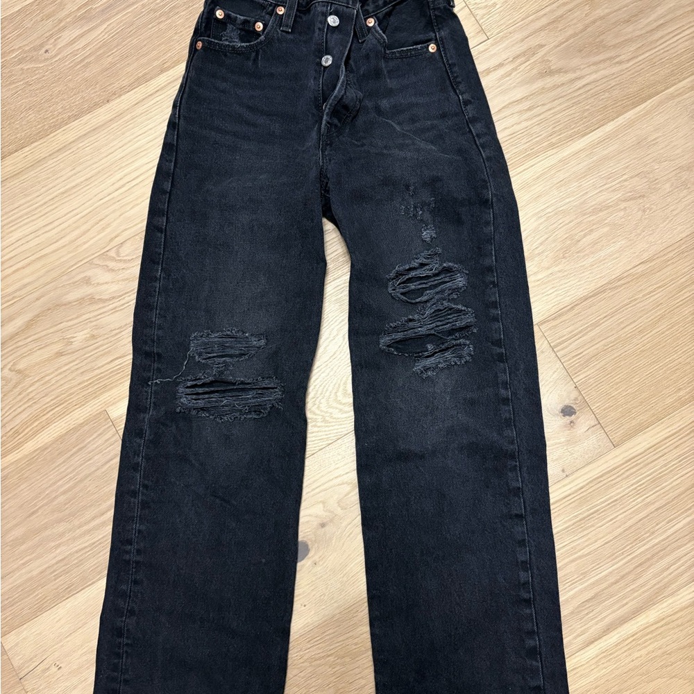 Levi's Black Ribcage Straight Leg Jeans for Women